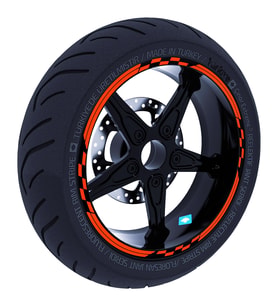 Moto GP Yarış Bayraklı Floresan Turuncu Jant Şeridi Sticker Çınar Extreme