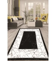 Dijital Kaymaz Taban Yıkanabilir Modern Renkli Salon Halısı Mutfak Halısı Yolluk ND-HT-656 (Siyah)