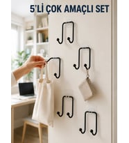 5'li Yapışkanlı Askı Seti Mutfak Banyo ve Ev İçin Çok Amaçlı Askılık