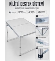 4 Kişilik Katlanabilir Kamp Masası Seti 4 Tabureli 50-65 cm Ayarlanabilir Yükseklik