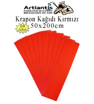 Renkli Krapon Kağıdı 50x200 cm 10 Adet Renkli Grapon Kağıdı Okul Sınıf Etkinlik Kreş Okul Öncesi Kırapon Grafon (Kırmızı)