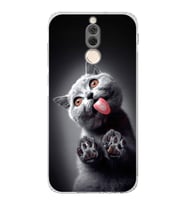 PrintiFy Huawei Mate 10 Lite ile Uyumlu Kedi 2 Kamera Korumalı Şeffaf Uyumlu