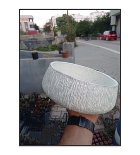 Beyaz Beton Bonsai ve Aranjman Saksısı