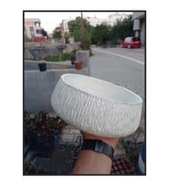 Beyaz Beton Bonsai ve Aranjman Saksısı