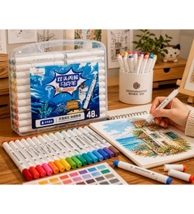 GraphMaster Sta-Art Çift Uçlu Akrilik Marker 48'li Set Yuvarlak Uç Boya Kalemi