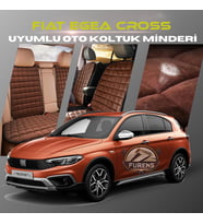 Fiat Egea Cross Kahverengi Renk Tay Tüyü Cepli & Terletmez Sırtlı Oto Koltuk Minder Seti - Koltuk Koruma Kılıfı (ÖN & ARKA TAM SET)