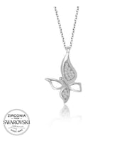 Swarovski Taşlı Gümüş Kelebek Bayan Kolye