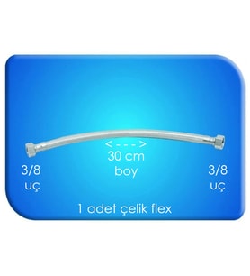 FLEX ÇELİK SU HORTUMU 3/8 3/8 UÇ 30 CM BOY 1 ADET