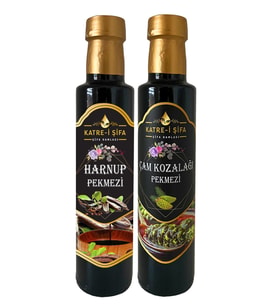 Özel Üretim Keçiboynuzu – Harnup Pekmezi 340 gr + Orijinal Çam Kozalağı Pekmezi -340 Gr
