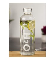 H2O Borosilikat Cam Matara Vakum Kapaklı Su Şişesi Suluk Beyaz 1000 Ml