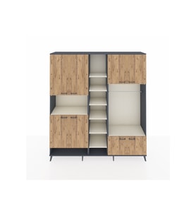 Hyperion Dolap 18 Raflı 8 Kapaklı Tek Askılı 220x44x243 Antrasit-Çam/Aytaşı
