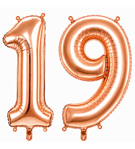 19 Rakam Folyo Balon Rose Gold Rengi (100 cm)