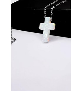 HAÇ OPAL 925 AYAR GÜMÜŞ KOLYE