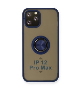 Apple İphone 12 Pro Max Kılıf Montreal Yüzüklü Silikon Kapak - Lacivert