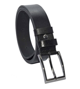 Siyah Hakiki Deri Düz 3.5 cm.lik Klasik Kemer - Tek Katmanlı Manda Derisi - 300-Düz