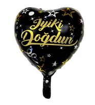 İyi Ki Doğdun Siyah Kalp Folyo Balon 1 Adet