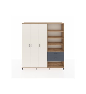 Hyperion Dolap 16 Raflı 2 Çekmeceli 3 Kapaklı 220x44x243 Çam-Aytaşı/Antrasit