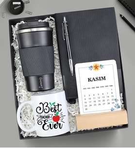 Kişiye Özel Termos & Kupa & Kalem & Defter & Takvim Öğretmene Hediye Kutusu