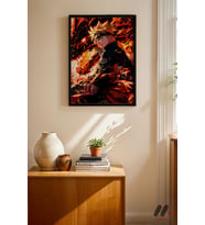 Naruto Alev Efektli Poster, Siyah Çerçeveli Duvar Tablosu - Anime Severlere Özel Hediye