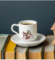 Sevimli Köpek Baskılı Türk Kahvesi Fincanı