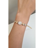 ÇELİK BİLEKLİK XUPİNG TAŞLI 14 AYAR GOLD RENGİNDE SAVOROSKİ TAŞLI 17+2 CM FMACCESORİES