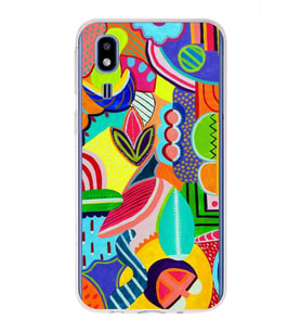 PrintiFy Samsung Galaxy A2 Core ile Uyumlu 1mm Slim Fit Retro Colors 6 Baskılı Şeffaf  Kılıf