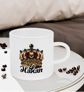 BK Gift Kişiye Özel İsimli Kral Tacı Tasarımlı Türk Kahvesi Fincanı Sevgiliye Hediye, Arkadaşa Hediye, Anneye Hediye, Ofis Hediyesi