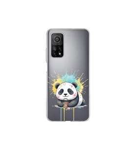 Xiaomi Mi 10 T ile Uyumlu Splash Panda Tasarımlı Şeffaf Silikon Kılıf