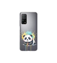 Xiaomi Mi 10 T ile Uyumlu Splash Panda Tasarımlı Şeffaf Silikon Kılıf