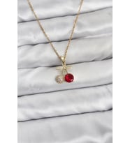 316L Çelik Zincir Gold Renk Kiraz Model Zirkon Taşlı Kadın Kolye - TJ-BKO10854