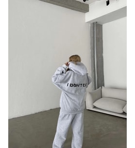 Kadın Nakış İşlemeli 3 İplik Pamuklu Sweat Alt-Üst Takım- Gri
