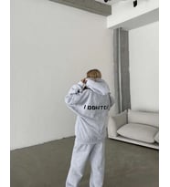 Kadın Nakış İşlemeli 3 İplik Pamuklu Sweat Alt-Üst Takım- Gri