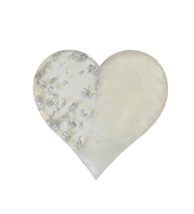 Epoksi  Magnet Gold Gümüş Varaklı Kalp Model 7 CM  (10 Adet)  Gümüş