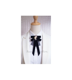 Siyah Kadife Kadın Fiyonk Broş. Parlayan Rhinestone Sallantılı Detaylı Fiyonk Broş .Boyun Kravat