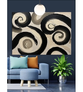 Siyah Beyaz Soyut Desen Sanat Dekoratif Kanvas - Mdf Ahşap Tablo
