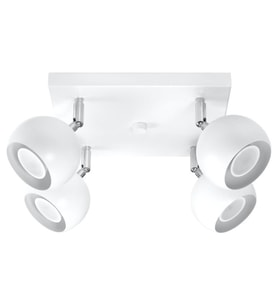 Rsylight Retro Beyaz Kare 180 Derece Hareketli Modern Spor 4 Lü Led Spot Avize Günışığı Ampullü