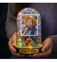 Kişiye Özel Fotoğraflı ve Yazılı Renkli LED Işıklı Fanus – Sevgiliye, Eşe, Anneye Özel Hediye R1 (Model 9)