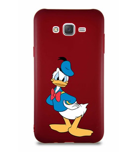 Samsung Galaxy J7 Soft Premier Kapak Donald Duck-D Tasarımlı Silikon Kılıf - Mürdüm (Şeffaf)