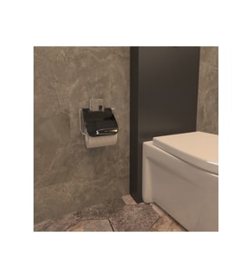 Decorev DC-4775 Dekoratif Yapıştırmalı Metal Banyo Kapaklı Wc Kağıtlık Askı Krom