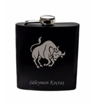 Burcunuza Özel İsimli ve Harfli Siyah Renkli Paslanmaz Çelik Matara / 6 OZ