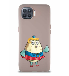 Oppo Reno 4 Lite Soft Premier Kapak Bayan Puff Tasarımlı Silikon Kılıf - Pudra (Şeffaf)