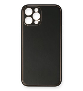 Pilelistore   iPhone 12 Pro Max Kılıf Coco Deri Silikon Kapak - Siyah