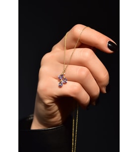 925 Ayar Gümüş Gold Kaplama Haziran Ayı Doğum Taşlı Kübik Drop Kolye