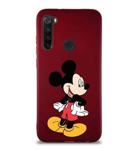 Xiaomi Redmi Note 8 Soft Premier Kapak Mickey Mouse-D Tasarımlı Silikon Kılıf - Mürdüm (Şeffaf)