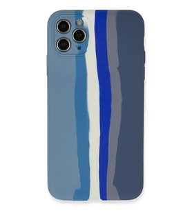 Newface Apple iPhone 11 Pro Kılıf Ebruli Lansman Silikon - Mavi-Gri
