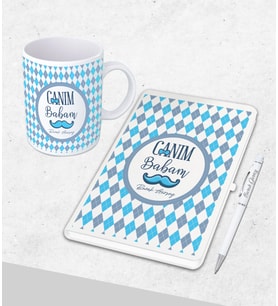 Kişiye Özel  Babalar Günü Hediyesi Defter& Kupa   &Kalem Seti