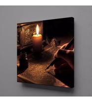 MUM IŞIGINDA YAZI KANVAS TABLO 90x90cm (Karışık)