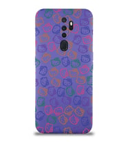 Oppo A5 2020 Uyumlu Lansman Kılıf Hello Kitty Tasarımlı İçi Kadife Kapak-Mor (Şeffaf)