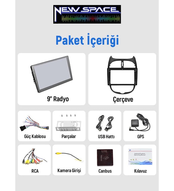 PEUGEOT 206 ANDROİD 6GB RAM 128GB ROM 8 ÇEKİRDEK CARPLAY MULTİMEDYA