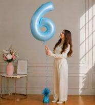 6 Rakamlı Mavi 76 cm Helyum Balon – Folyo Parti Balonu